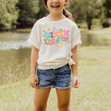 6th Grade Groovy Daisy First Day of School T-Shirt Back to School 1st Day of School Outfit