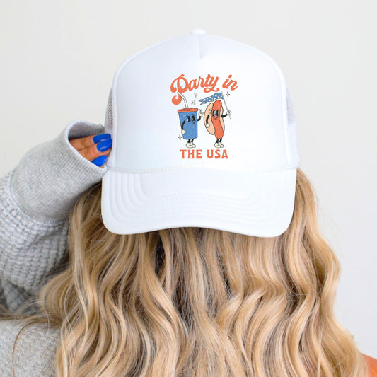 Party in The USA 4th of July Hot Dog Hat Classic 5 Panel Mesh Snap Back