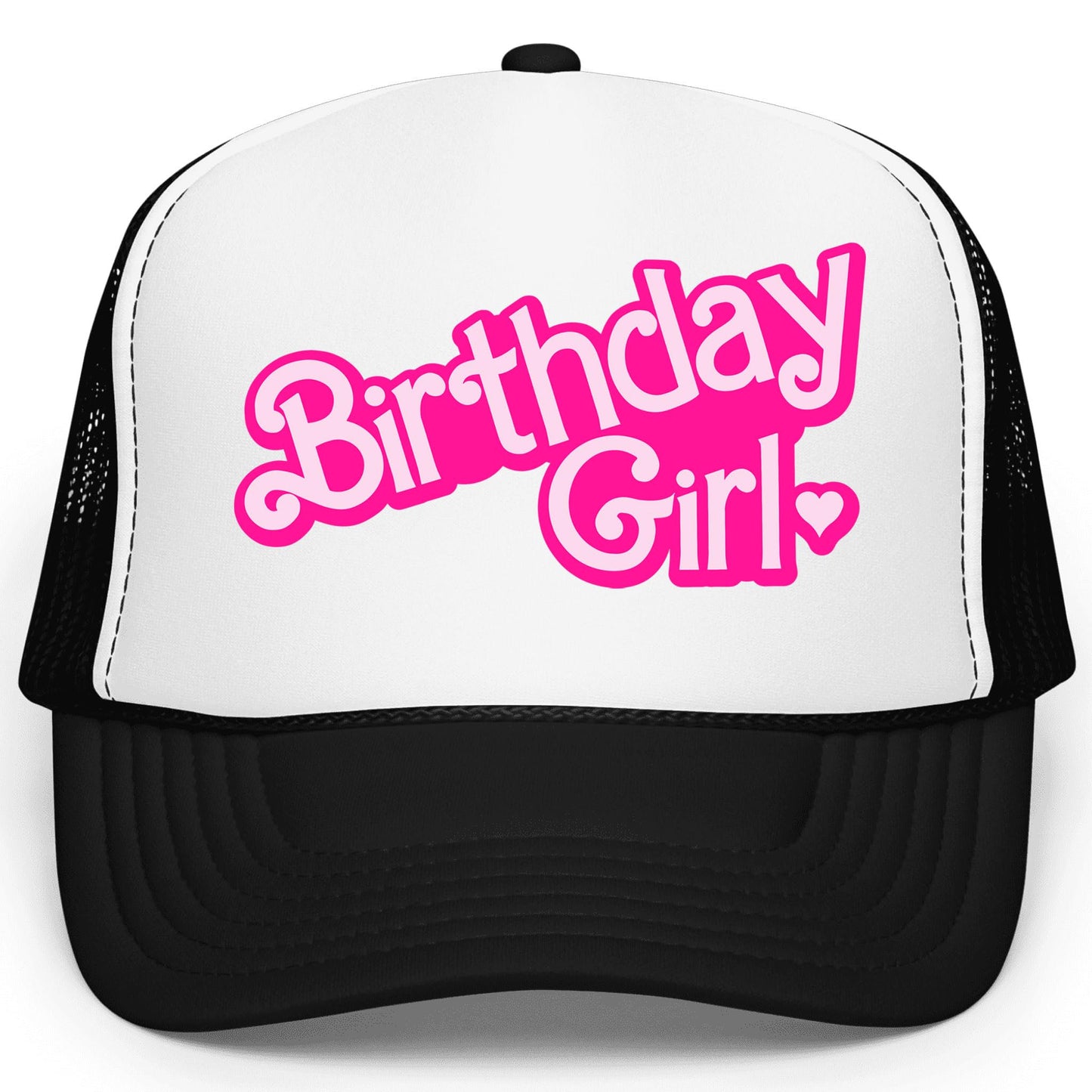 Birthday Girl Heart Hat for Women and Teens Trendy Pink Girly Adult Classic 5 Panel Mesh Snapback