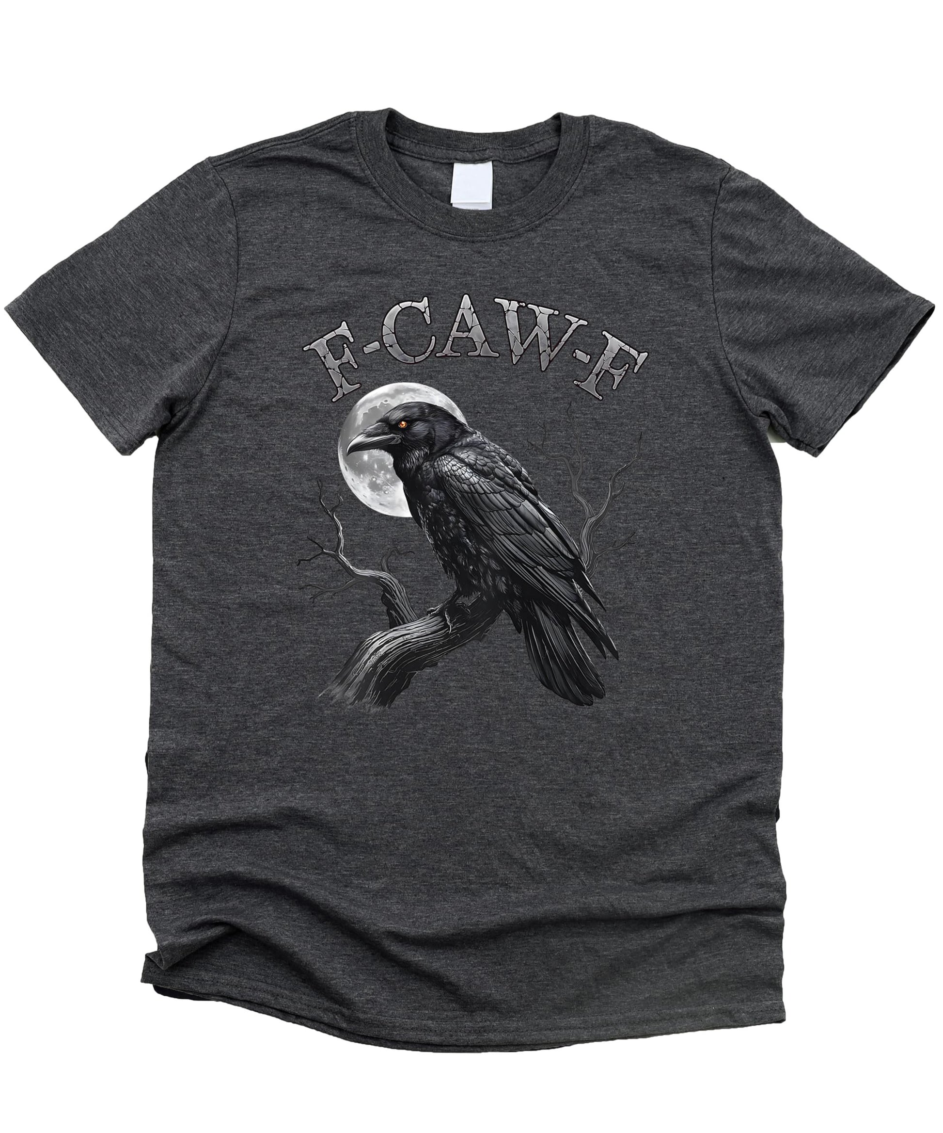 Sarcastic crow shirt laid flat showing full graphic design and fit