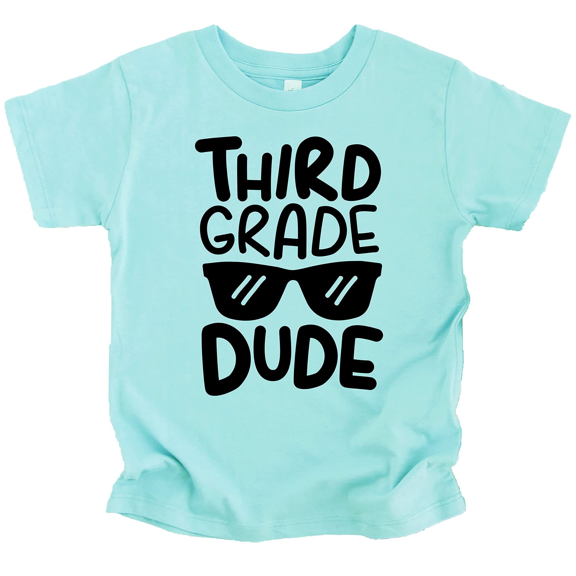 Youth back to school graphic tee for 3rd grade boys with bold sunglasses print, front view