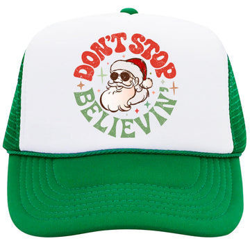 Don't Stop Believin' Santa Trucker Hat for Men and Women Christmas Snapback