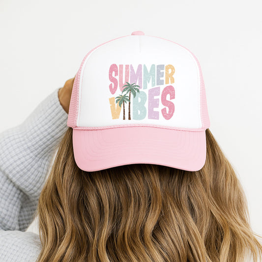 Olive Loves Apple Summer Vibes Palm Tree Classic 5 Panel Mesh Foam Front Snapback