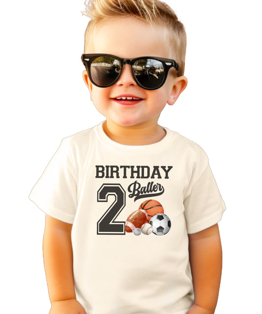 2nd Birthday Baller Sports Theme Toddler T-Shirt