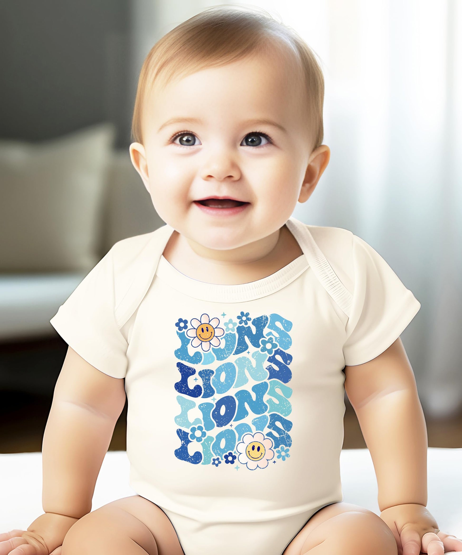 Blue Lions team shirt flat lay showing graphic design detail