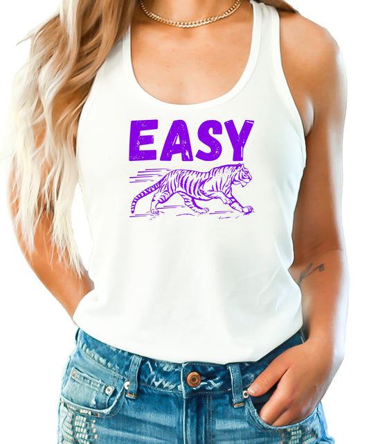 Easy Tiger Tank Top for Women and Teens Trendy Everyday Tiger Sleeveless Tee