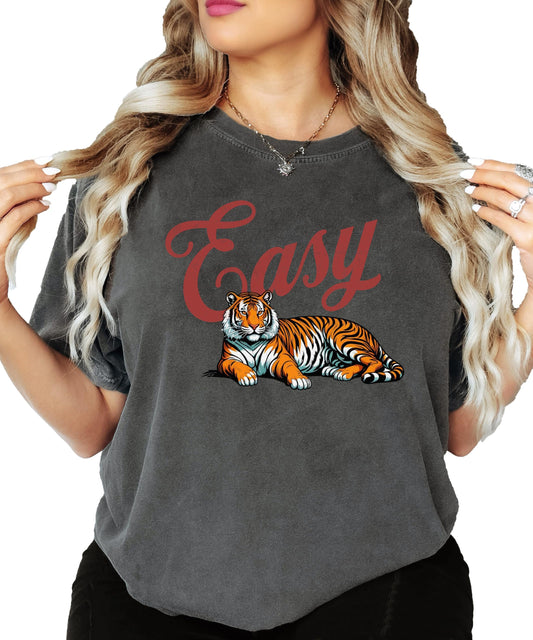 Retro Easy Tiger Shirt for Women and Men Trendy Vintage Unique Graphic Tee