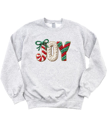 Ink Printed Image NOT a Chenille Patch - Joy Christmas Sweatshirt for Women, Teens & Kids