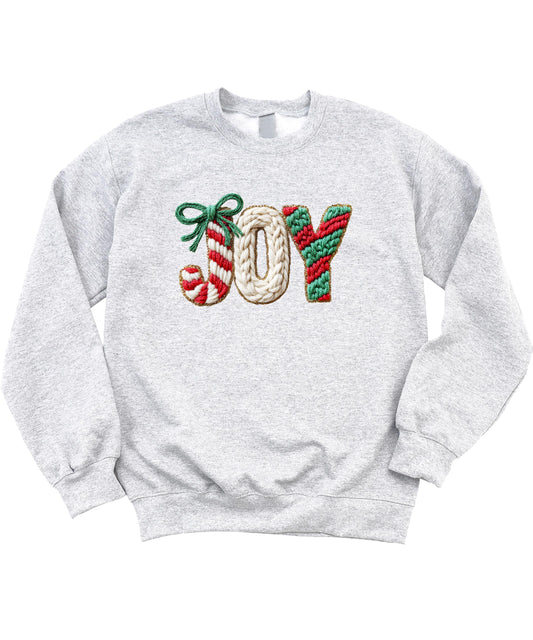 Ink Printed Image NOT a Chenille Patch - Joy Christmas Sweatshirt for Women, Teens & Kids