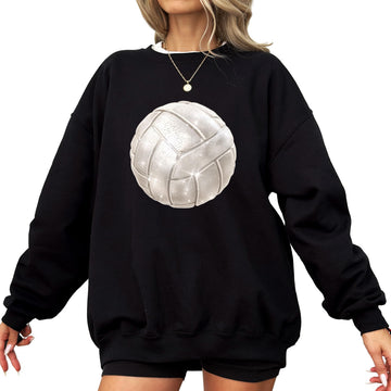 Volleyball Faux Glitter Sweatshirt for Girls Trendy Girly Volleyball Fan Pullover