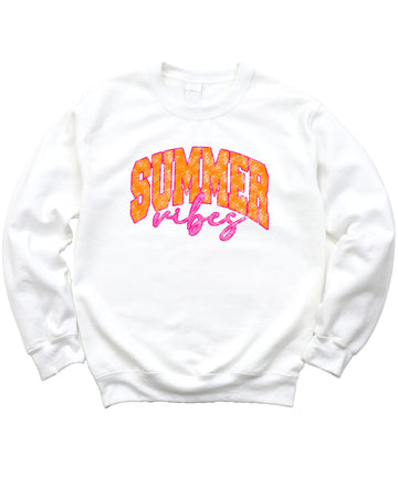 Summer Vibes Sweatshirt for Women, Teens, & Girls Girly Orange and Pink Summer Pullover