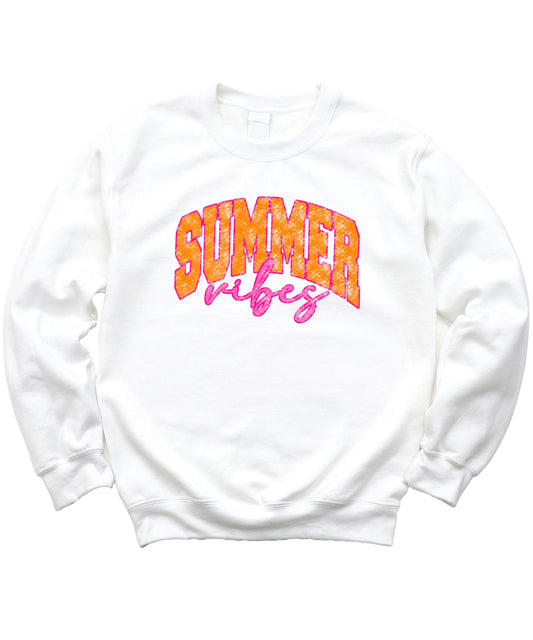 Summer Vibes Sweatshirt for Women, Teens, & Girls Girly Orange and Pink Summer Pullover