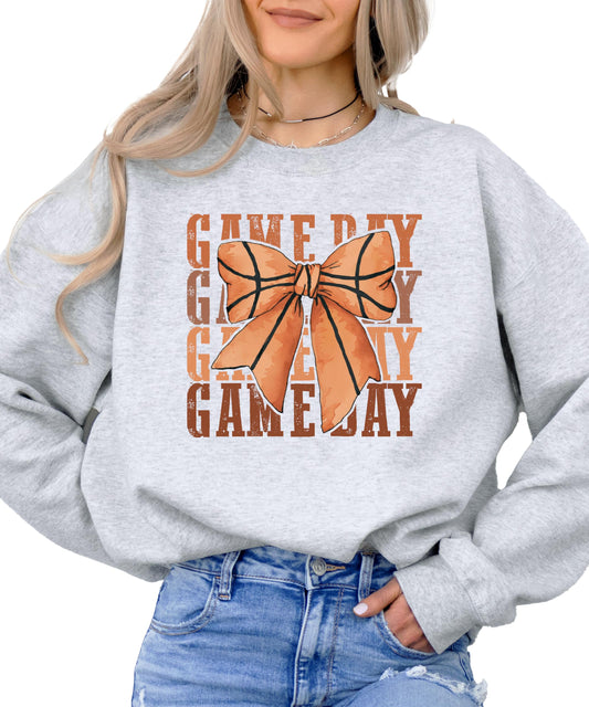 Basketball Game Day Sweatshirt for Women & Teens Trendy Sports Coquette Bow Sweater