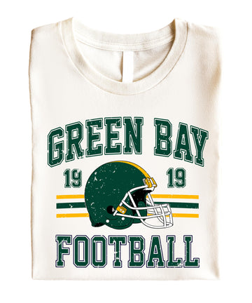 Vintage Green Bay 1919 Football Shirt for Men Women and Kids Distressed Green and Gold Tee Natural Shirt Adult Medium