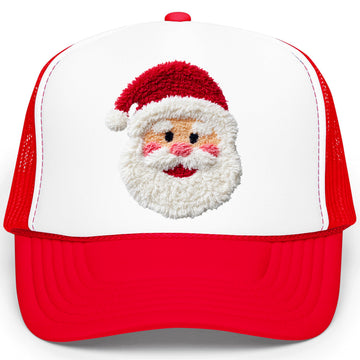 Santa Ink-Printed NOT a Real Yarn Patch Trucker Hat Christmas Unisex Foam Front Classic 5 Panel Mesh Snapback
