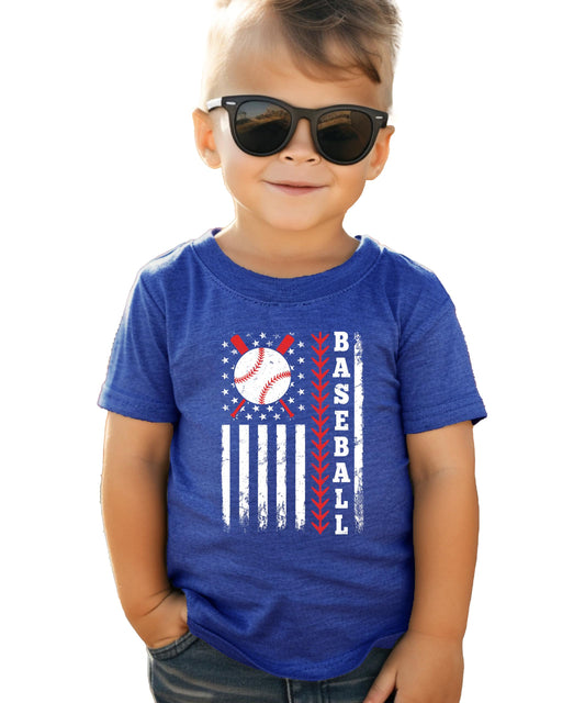 Olive Loves Apple Baseball American Flag T-Shirt for Men Women – Patriotic Baseball Graphic Tee