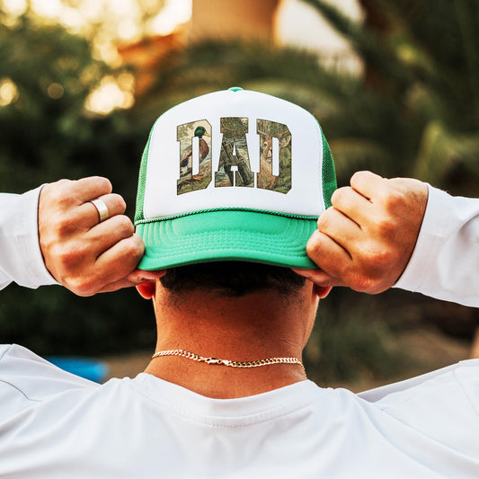 Retro Camo Dad Trucker Hat Duck or Deer Hunting Classic 5 Panel Foam Front Mesh Snapback