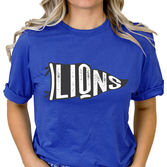 Lions mascot graphic tee back or alternate view, vintage green unisex style