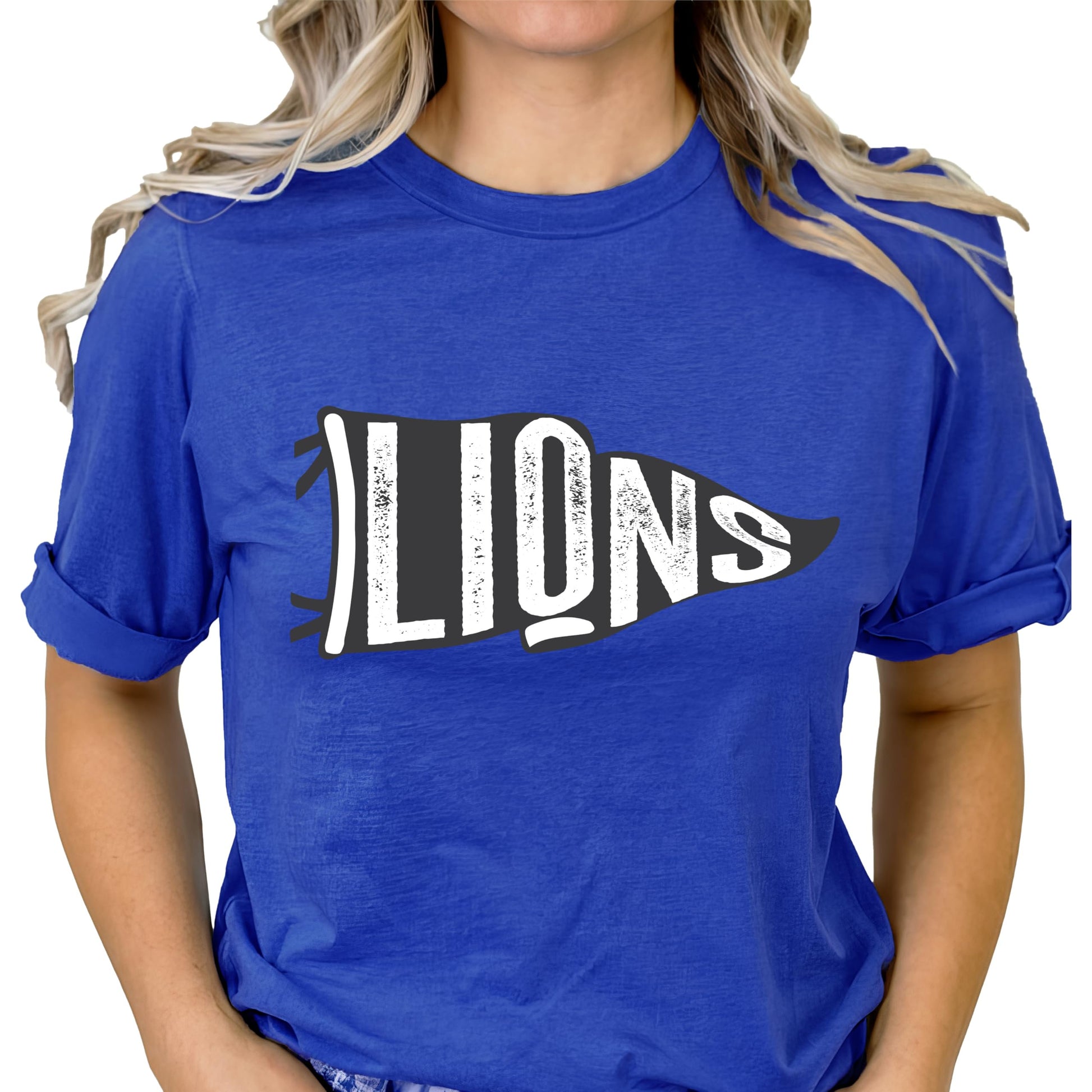 Lions mascot graphic tee back or alternate view, vintage green unisex style