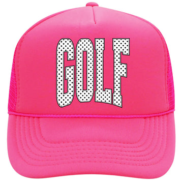 Golf Polkadot Trucker Hat for Men & Women Classic 5 Panel Foam Front Mesh Snapback