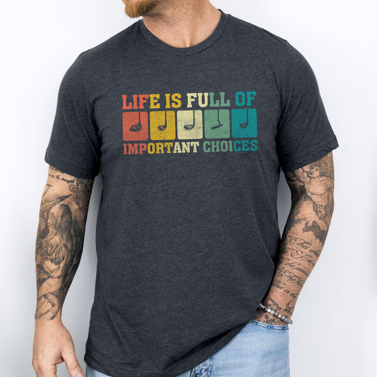 Lifestyle or alternate view of sarcastic men's golf graphic tee by Olive Loves Apple