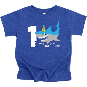Black baby boy shirt with cute shark 1st birthday graphic design