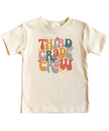Third Grade Crew Shirt for Girls Colorful Retro Back to School Graphic T-Shirt for Kids
