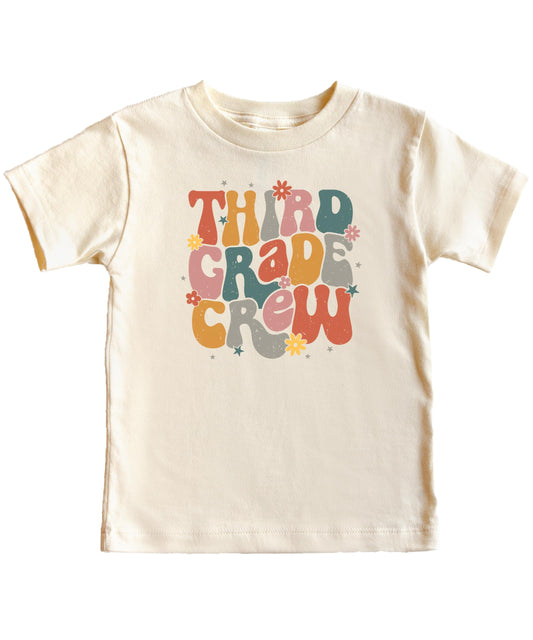 Third Grade Crew Shirt for Girls Colorful Retro Back to School Graphic T-Shirt for Kids