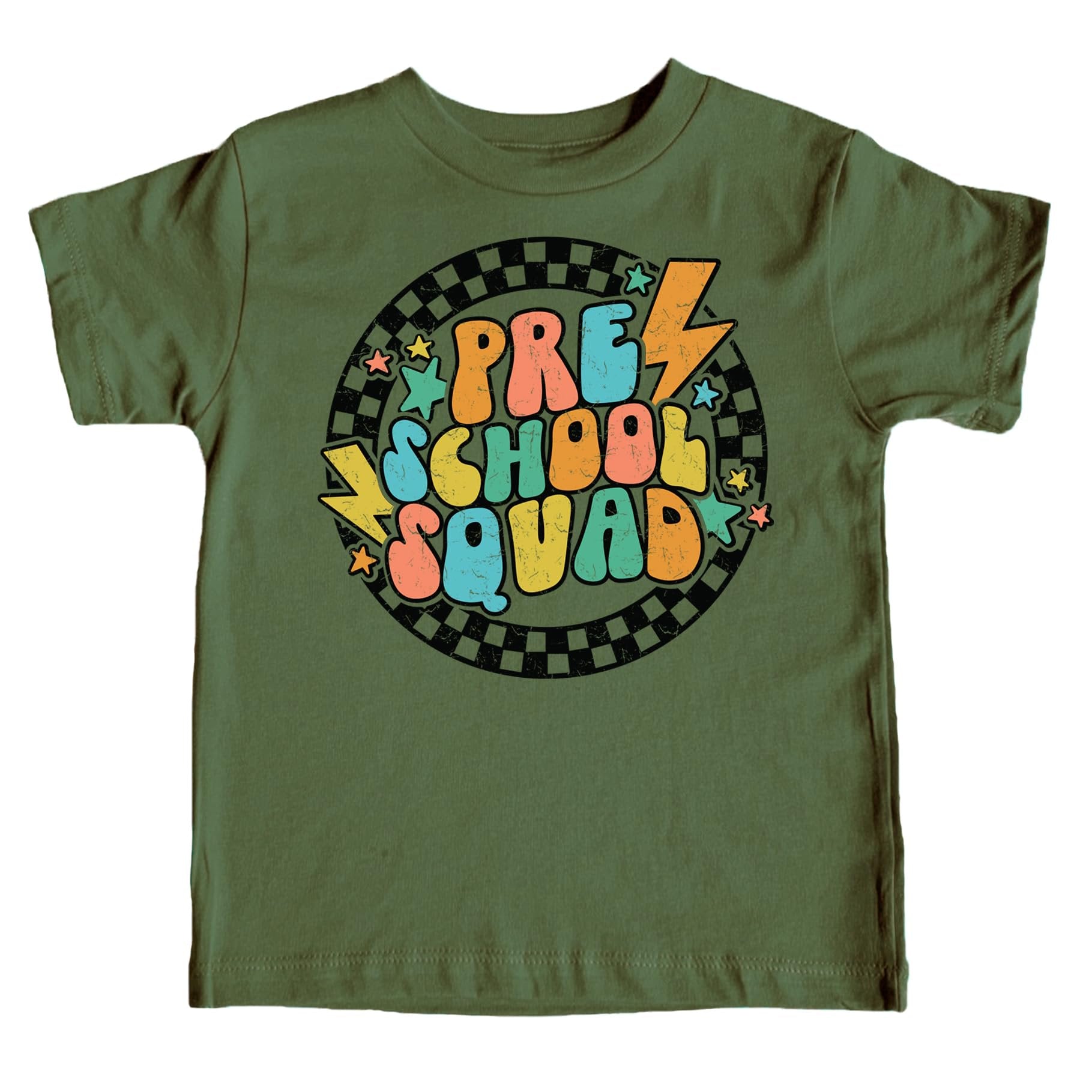 Kids preschool squad lightning bolt first day of school graphic t-shirt by Olive Loves Apple