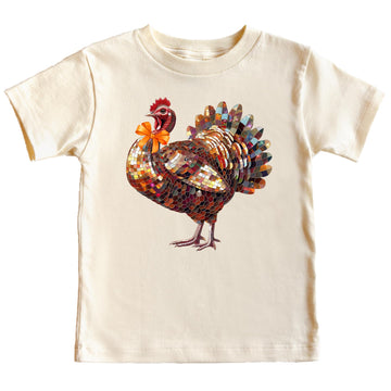 Thanksgiving Disco Turkey Shirt for Babies, Toddlers, and Kids Turkey Shirt for Fall Season Natural Shirt Youth Large