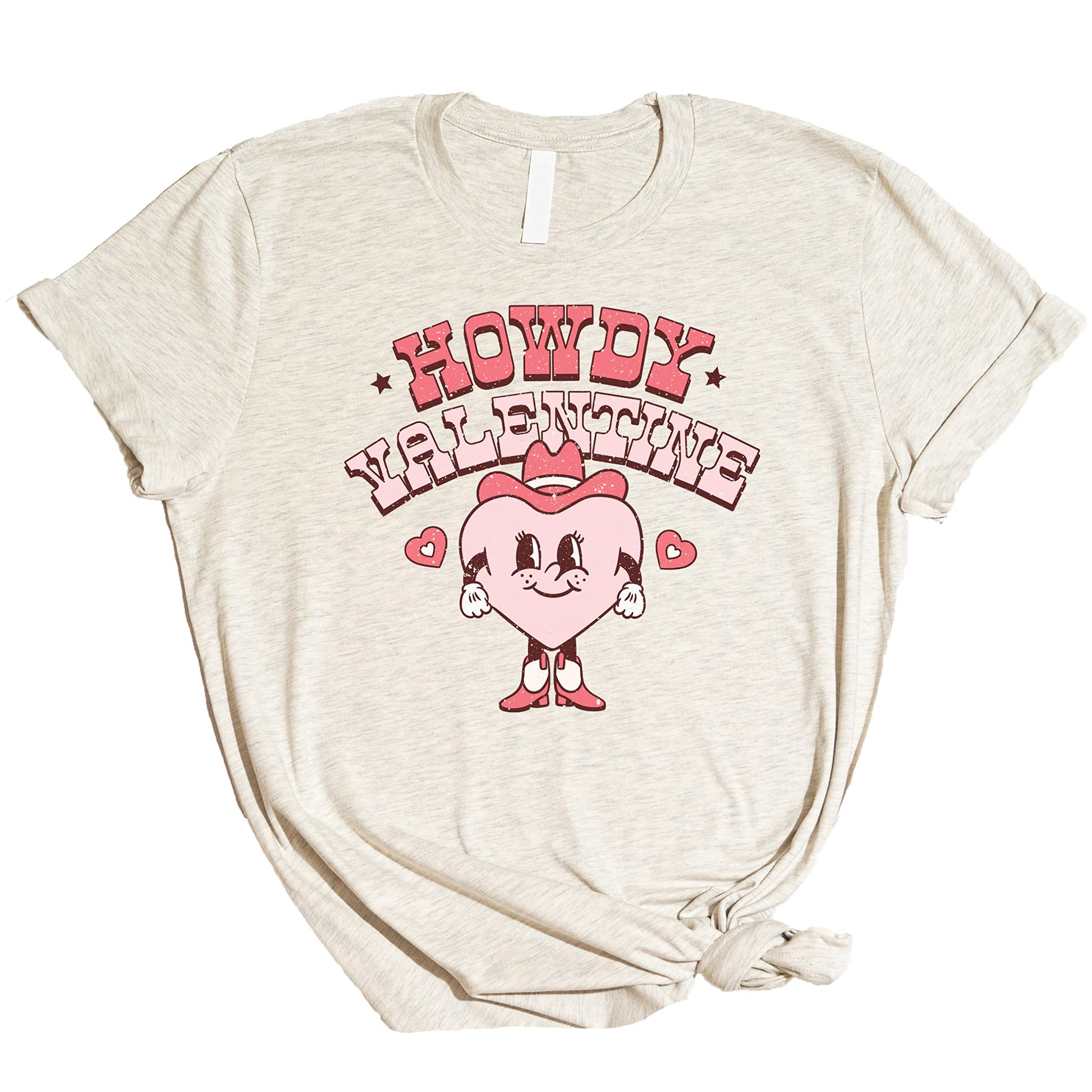 Vintage hot pink Howdy Valentine western graphic tee for toddlers and adults