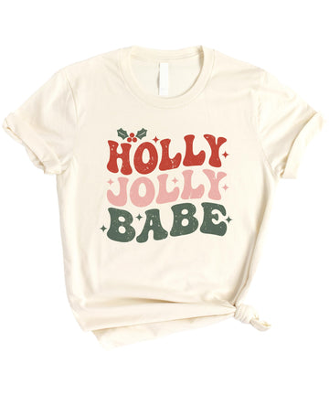 Holly Jolly Babe Matching Family Shirt Girly Christmas T-Shirt for Women, Teens, Kids & Toddlers