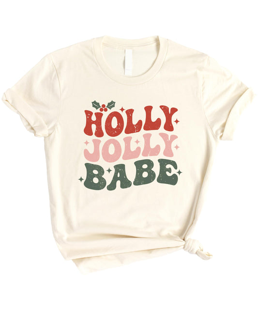 Holly Jolly Babe Matching Family Shirt Girly Christmas T-Shirt for Women, Teens, Kids & Toddlers
