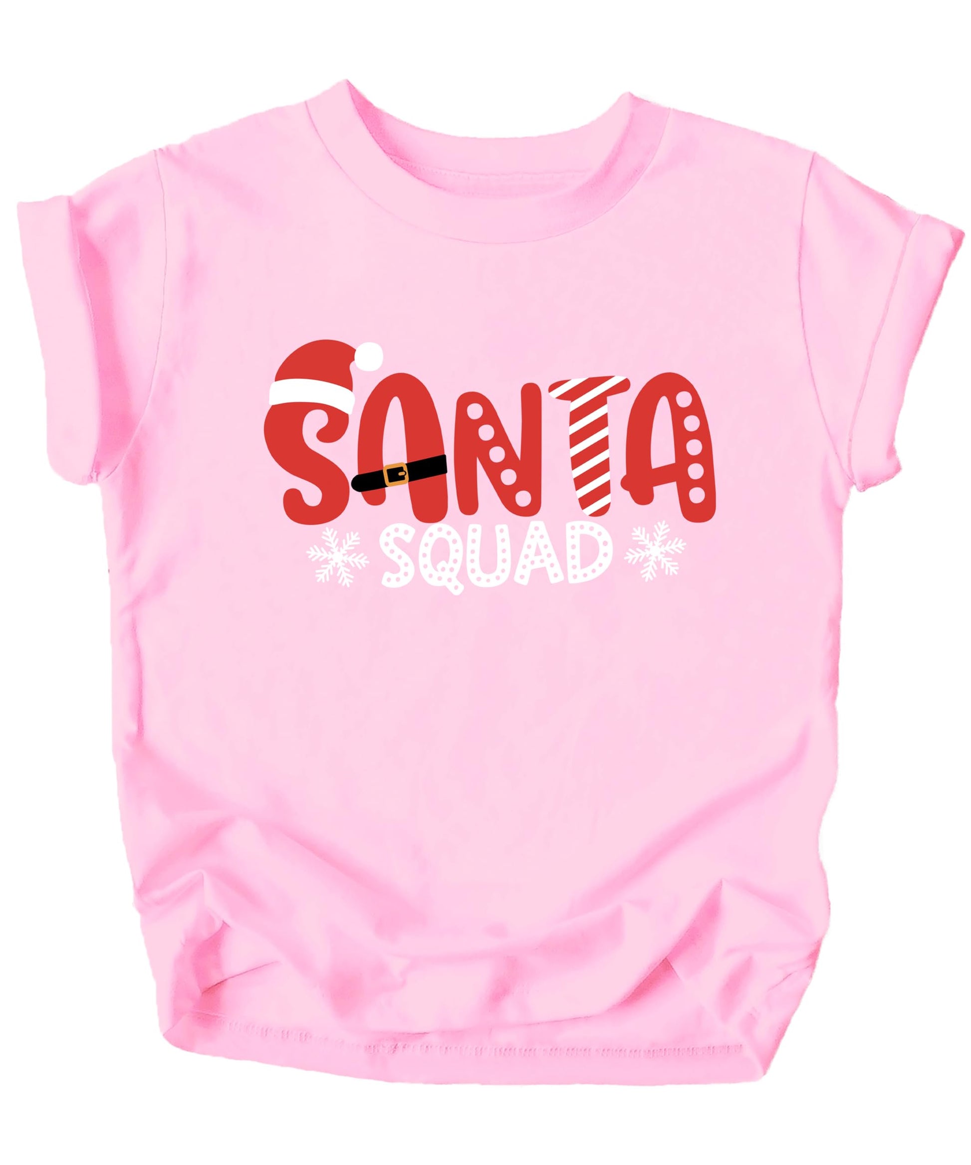Santa Squad Christmas graphic tee for kids and toddlers in mauve with white print detail