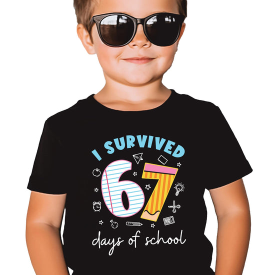 Boys and girls funny school survival graphic t-shirt with bold vintage print in blue