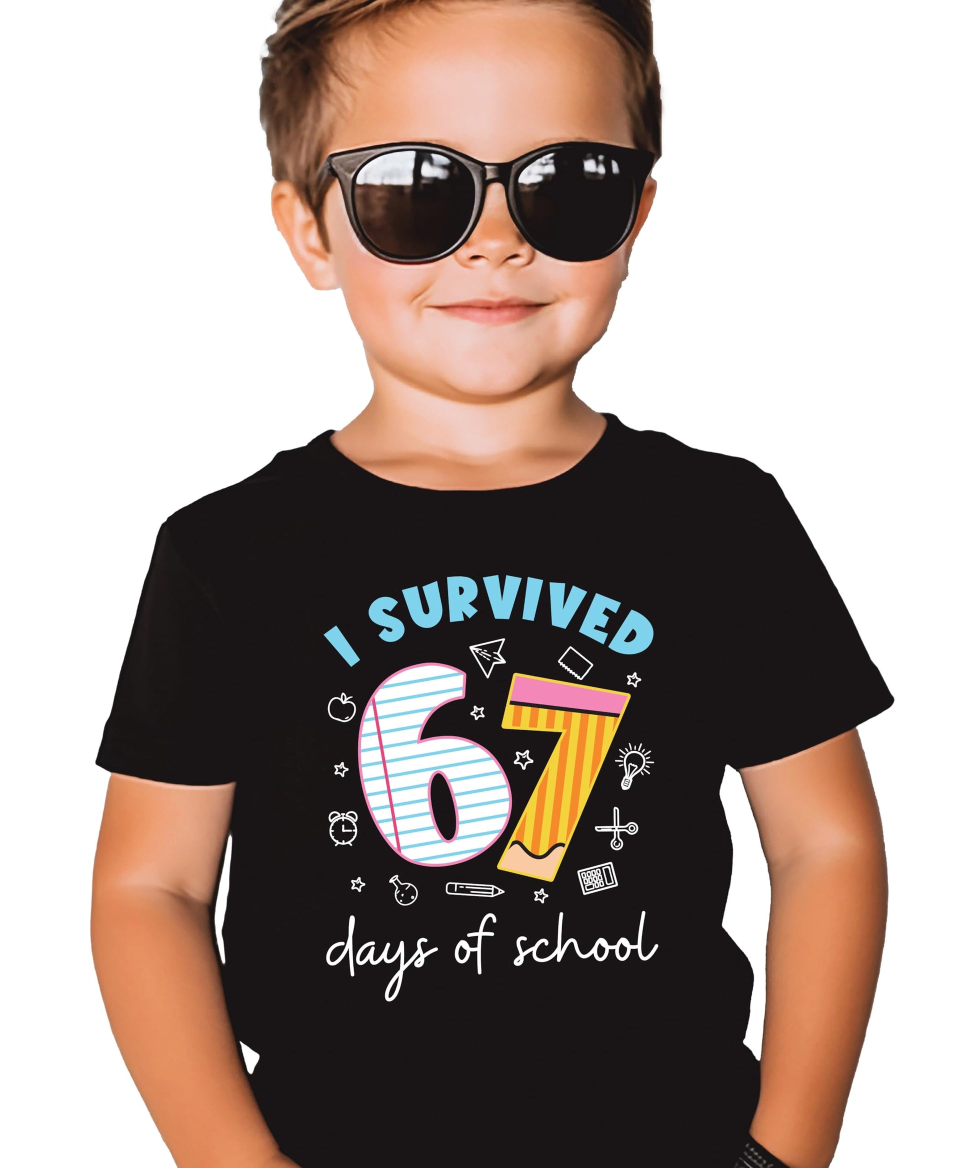 Boys and girls funny school survival graphic t-shirt with bold vintage print in blue