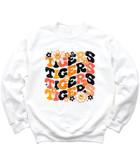 Tigers Sweatshirt for Women, Teens & Youth Retro Black and Orange Sports Sweater