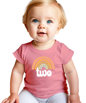 Second Birthday Retro Rainbow 2nd Bday Shirt