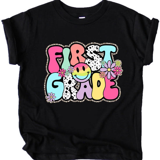 Back to school shirt for first grade girls modeled or displayed on mannequin