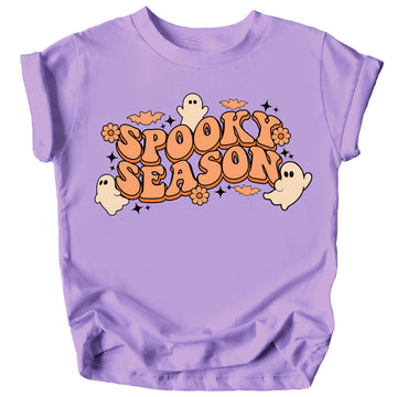 Spooky Season Groovy Ghosts T-Shirt for Baby and Toddler Youth Girls Halloween Outfit Purple Shirt 3T
