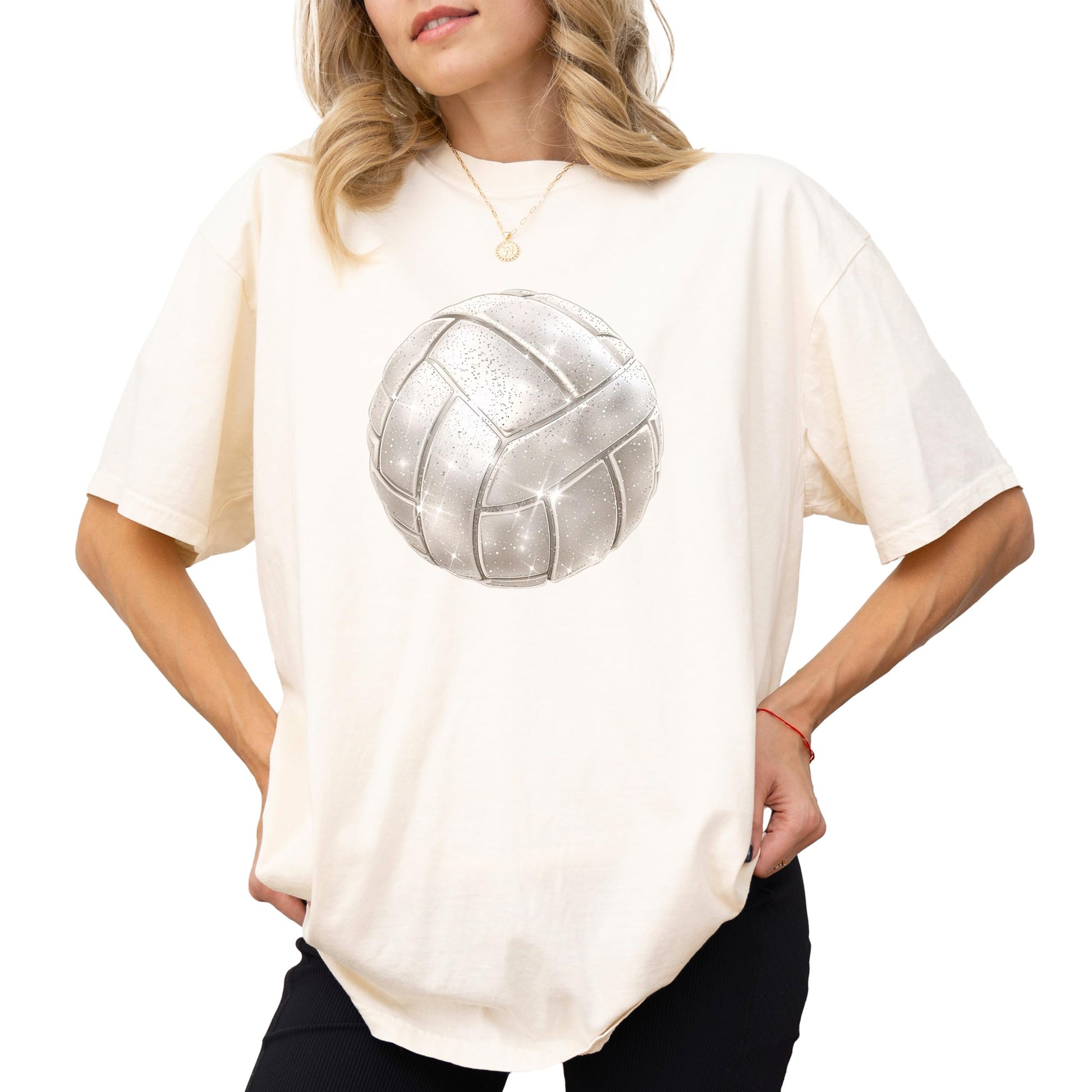 Side or back view of seafoam green women's volleyball graphic tee by Olive Loves Apple