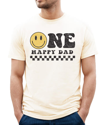 One Happy Dad Dude 1st Birthday Matching Family Outfits for Baby Girls and Mom and Dad Natural Shirt Adult X-Large