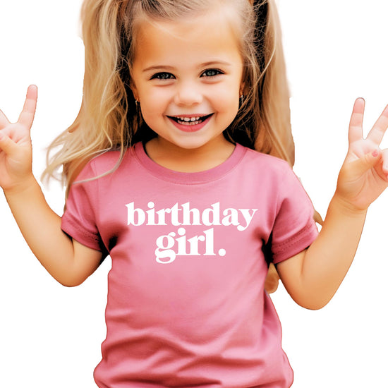 Purple birthday girl period graphic tee for toddler and youth girls with crown design by Olive Loves Apple
