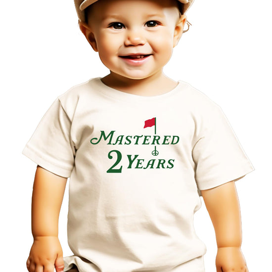 Mastered 2 Years golf-themed second birthday t-shirt for boys in natural color