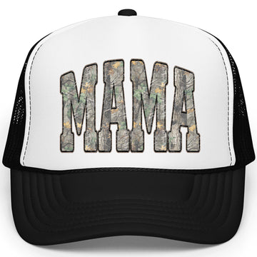 Mama Camo Print Trucker Hat Stylish Camouflage Mom Classic 5 Panel Foam Front Mesh Snapback