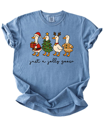 Just a Jolly Goose Unisex Holiday Shirt Funny Christmas Graphic Tee for Men & Women Espresso Shirt Adult Medium