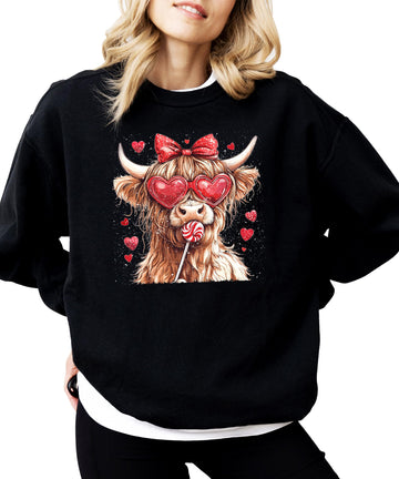 Cow Hearts Valentines Western Sweatshirt for Women Youth and Toddler Girls White Sweatshirt Youth Large