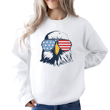 Olive Loves Apple USA Eagle Sweatshirt for Women, Teens, and Girls Red White & Blue Trendy Patriotic Sweater