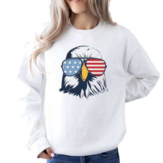 Olive Loves Apple USA Eagle Sweatshirt for Women, Teens, and Girls Red White & Blue Trendy Patriotic Sweater