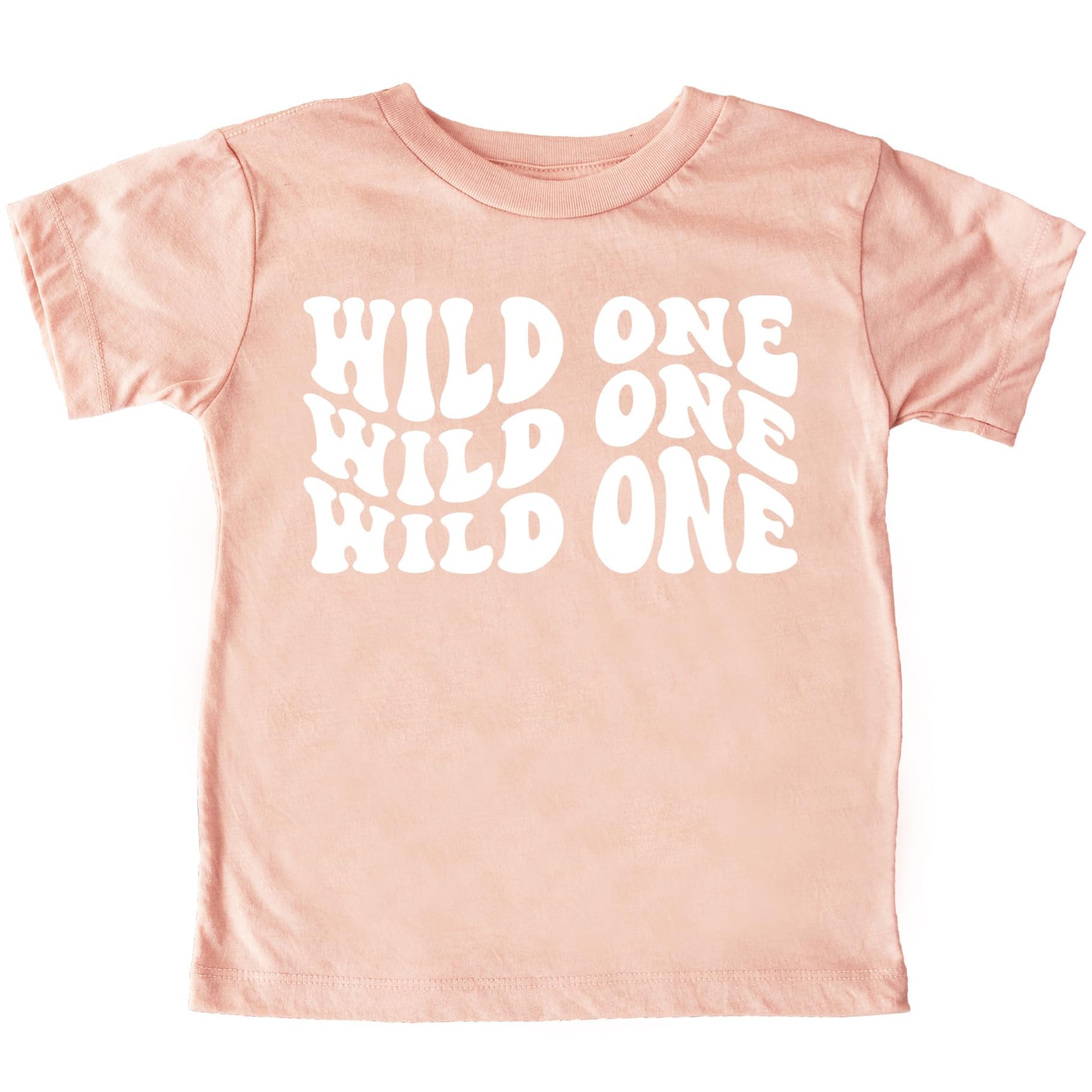 Wild One birthday shirt laid flat showing full design and military green color